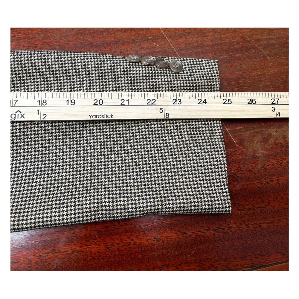 Brooks Brothers Silk Wool Blazer Men 42R Brown Houndstooth USA Made Preppy Style